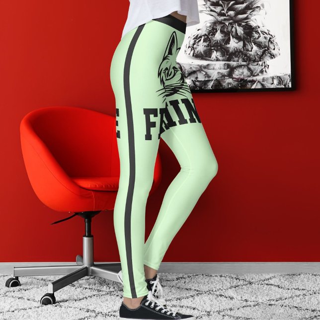 Personlig Namn Grönt Grått Rand Cute Cat Pet Leggings (Skapare uppladdad)