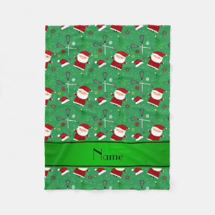 Personlig namn grönt lacrosse christmas mönster fleecefilt