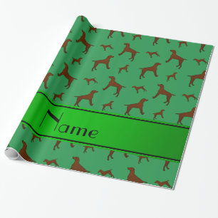 Personlig namn grönt Vizsla hundar Presentpapper