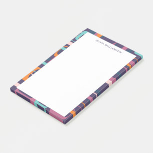 Personlig Namn Groovy Retro Lila Gräns Post-it Block