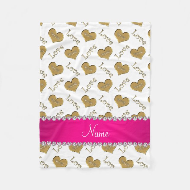 Personlig namn, guld, mamma kärlek fleecefilt (Framsidan)