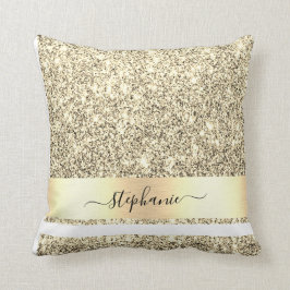 Personlig Namn Guld metallic Glitter Luxury Kudde