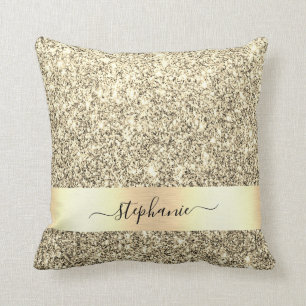 Personlig Namn Guld metallic Glitter Luxury Kudde