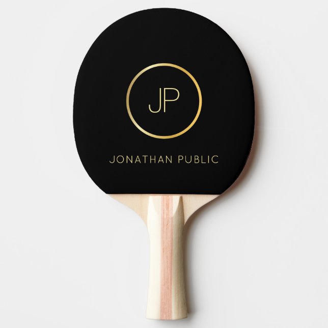 Personlig Namn Guld Monogram Modern Elegant Pingisracket (Framsidan)