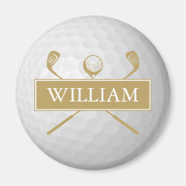 Personlig Namn Guld och vit Golf Boll Magnet