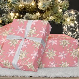 Personlig Namn Guld Snowflake Rosa Gift Presentpapper