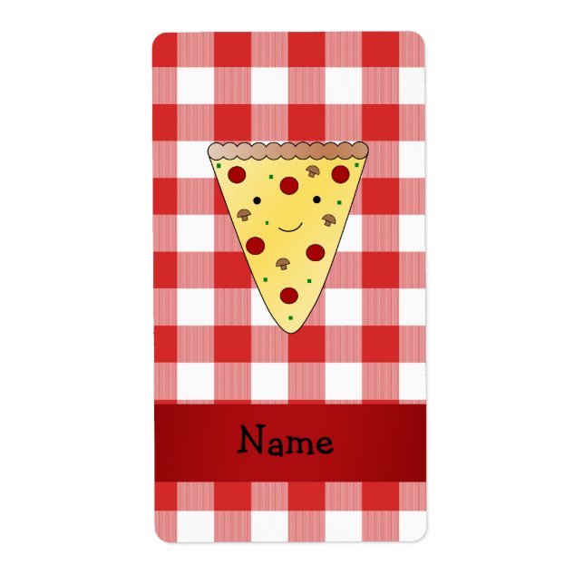 Personlig namn gulliga pizza röd bockad fraktsedel (Framsidan)