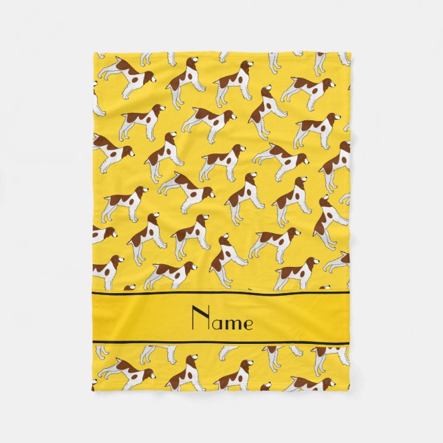 Personlig namn gult brittany spaniel hundar fleecefilt (Framsidan)