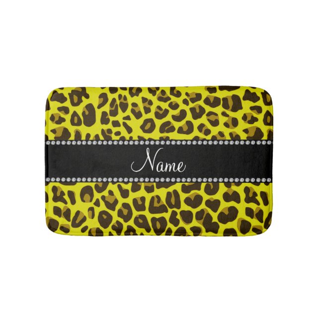 Personlig namn gult leopard mönster badrumsmatta (Framsidan)