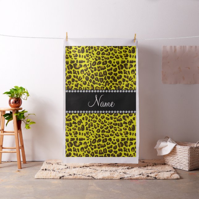 Personlig namn gult leopard mönster tyg (In Situ)