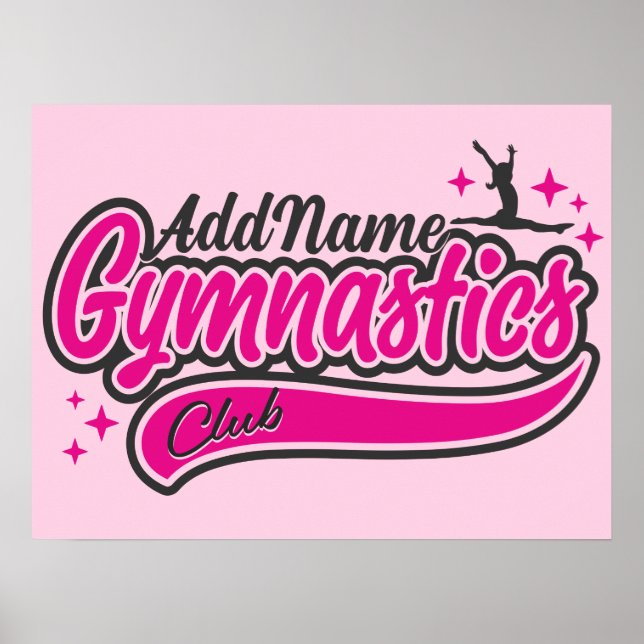 Personlig NAMN Gymnast Split Leap Gymnastics Poster (Framsidan)