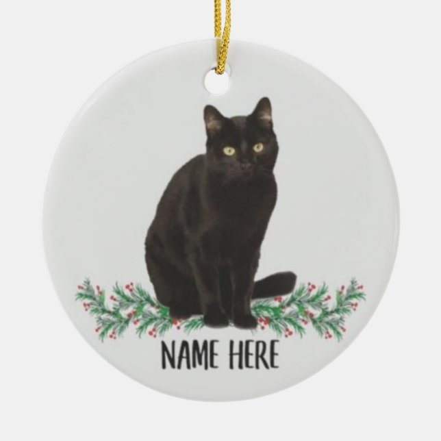 Personlig Namn Havana Cat Black Gifts 2022 Chri Julgransprydnad Keramik (Framsidan)
