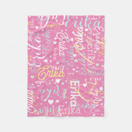 Personlig Namn Hearts Romantic all-over ROSA Fleecefilt