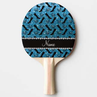 Personlig namn himlar, blåa glitter pingisracket