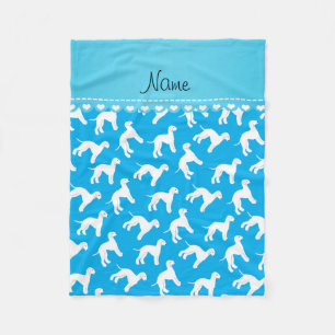 Personlig namn himmel, blå sängkläder, skräp, hund fleecefilt