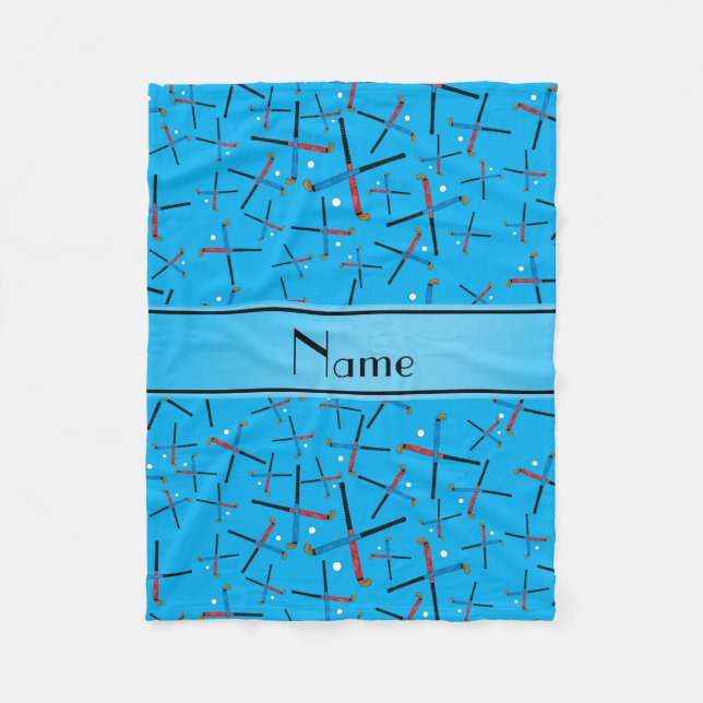 Personlig namn himmel Blue fält hockey Fleecefilt (Framsidan)