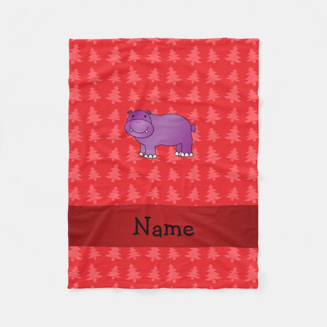 Personlig namn hippo red julgranar fleecefilt (Framsidan)