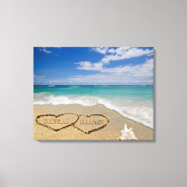 Personlig Namn Hjärtar i Sand Art Canvastryck