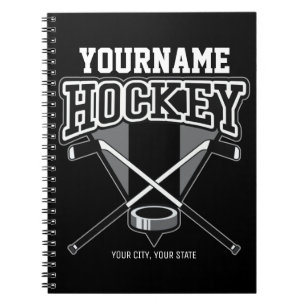 Personlig NAMN Hockey Player Stick Puck Team Anteckningsbok