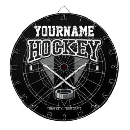 Personlig NAMN Hockey Player Stick Puck Team Darttavla