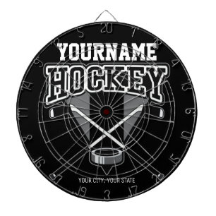 Personlig NAMN Hockey Player Stick Puck Team Darttavla