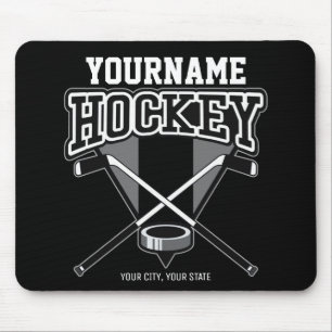 Personlig NAMN Hockey Player Stick Puck Team Musmatta