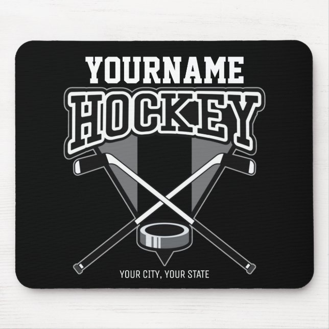 Personlig NAMN Hockey Player Stick Puck Team Musmatta (Framsidan)