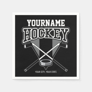 Personlig NAMN Hockey Player Stick Puck Team Pappersservett