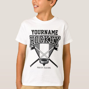 Personlig NAMN Hockey Player Stick Puck Team T Shirt