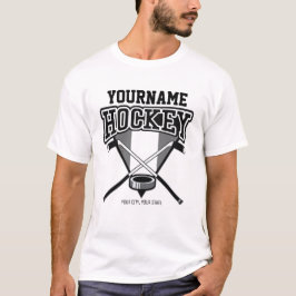 Personlig NAMN Hockey Player Stick Puck Team T Shirt