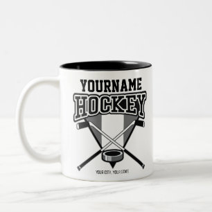 Personlig NAMN Hockeyspelare Klubba Puck Lag Två-Tonad Mugg