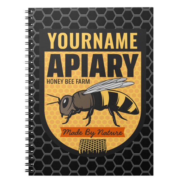 Personlig NAMN Honungsbin Apiary Beehives Farm Anteckningsbok (Framsidan)