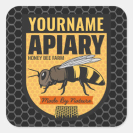 Personlig NAMN Honungsbin Apiary Beehives Farm Fyrkantigt Klistermärke