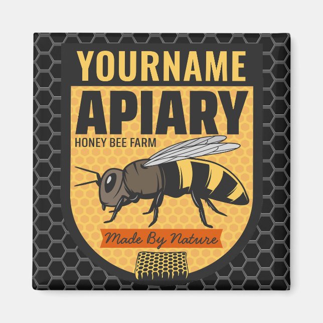 Personlig NAMN Honungsbin Apiary Beehives Farm Magnet (Framsidan)