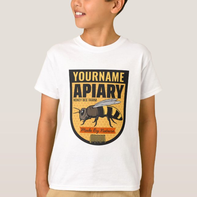 Personlig NAMN Honungsbin Apiary Beehives Farm T Shirt (Framsida)
