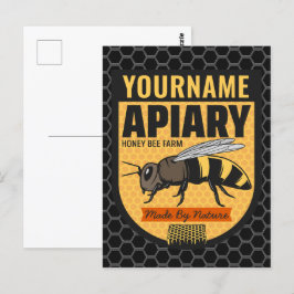 Personlig NAMN Honungsbin Apiary Beehives Farm Vykort