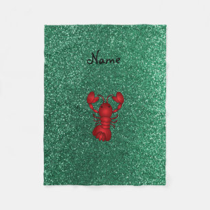 Personlig namn hummer röd mint grönt glitter fleecefilt