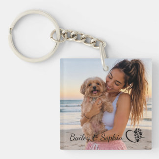 Personlig namn hundmamma foto nyckelring