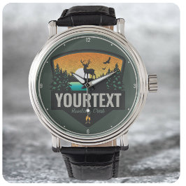 Personlig NAMN Hunter Wilderness Elk Hunting La Armbandsur