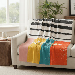 Personlig Namn i  för färgad Mid Century-Abstrakt Fleecefilt