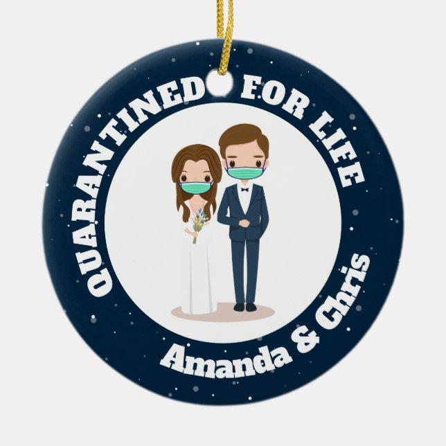 Personlig namn i karantän under livstiden julgransprydnad keramik (Framsidan)