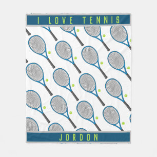 Personlig Namn I kärlek tennisracket och boll Fleecefilt