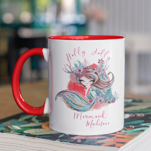 Personlig Namn i Sjöjungfru av julklappen Girly Mugg