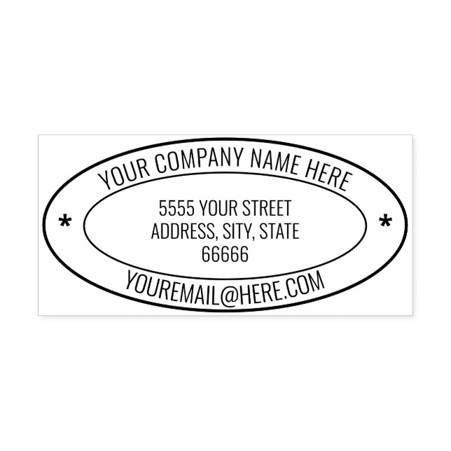 Personlig Namn Info Adress Oval Gummistämpel Stämpel (Tryck)