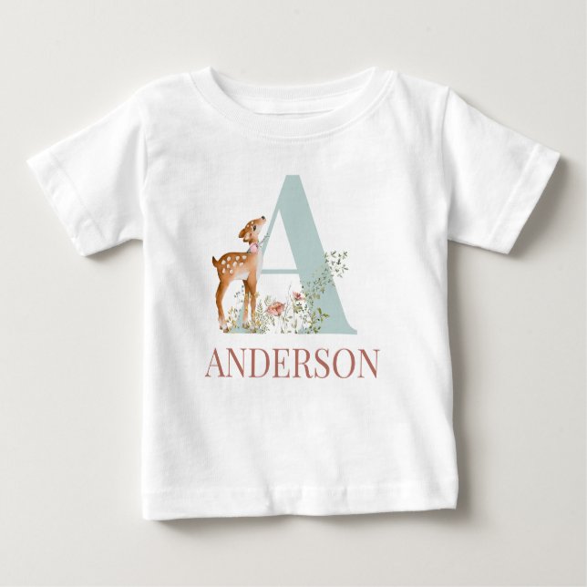 Personlig Namn Initial Brev A Baby T-Shirt (Framsida)