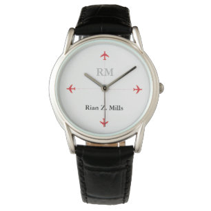 personlig namn + initialer flygplan armbandsur