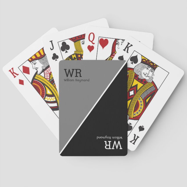 personlig namn initialer halvsvart grått halvsvart casinokort (Baksidan)