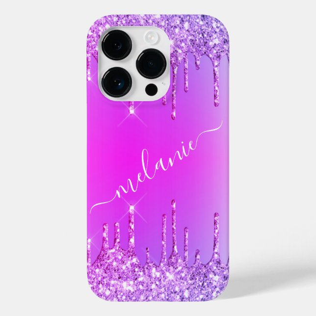 Personlig Namn iphone case Lila Rosa Neon (Baksida)