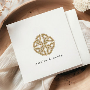 Personlig Namn Irish Celtic Knot Guld Bröllop Pappersservett
