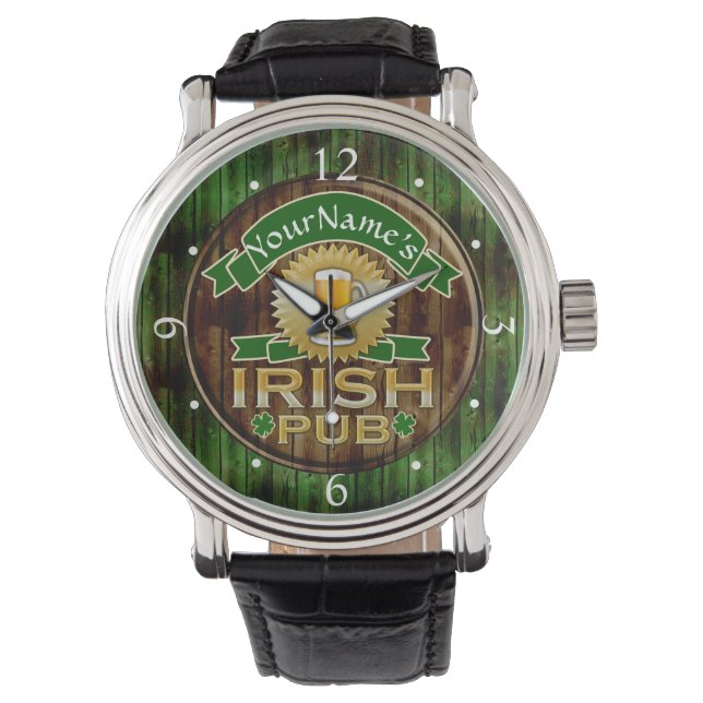 Personlig Namn Irish Pub Sign St. Patrick's Day Armbandsur (Framsida)
